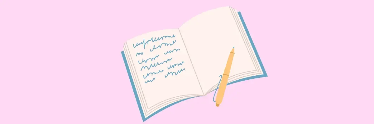 Carnet d’Autimumpreneur, carnet ouvert sur fond rose avec des notes rédigées.